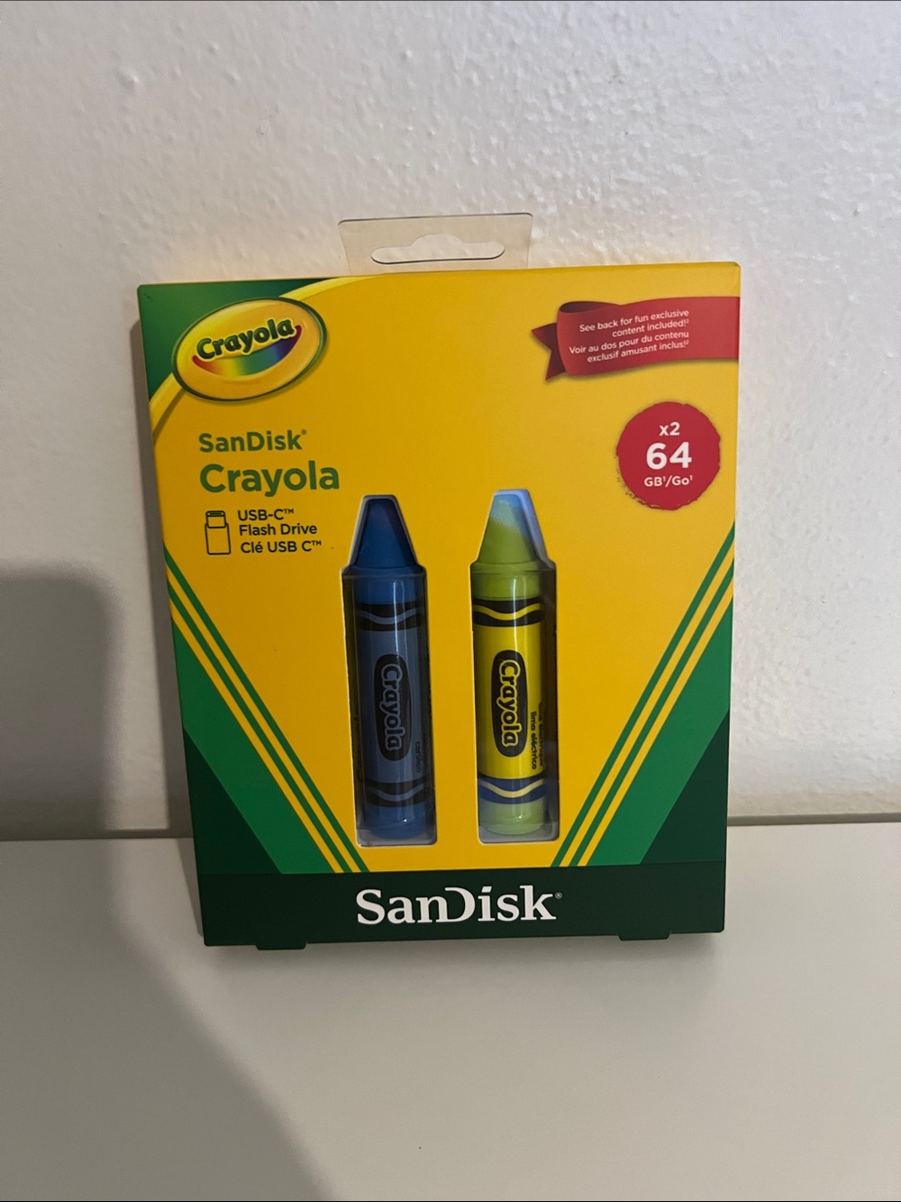 Crayola SanDisk USB-C Crayon Flash Drives - Blue & Yellow (2-Pack)